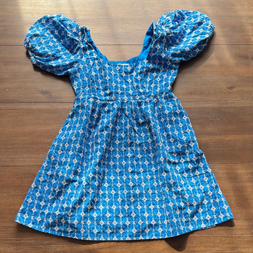 Size XS Rhode x Target blue puff sleeve short eyelet Mini Dress